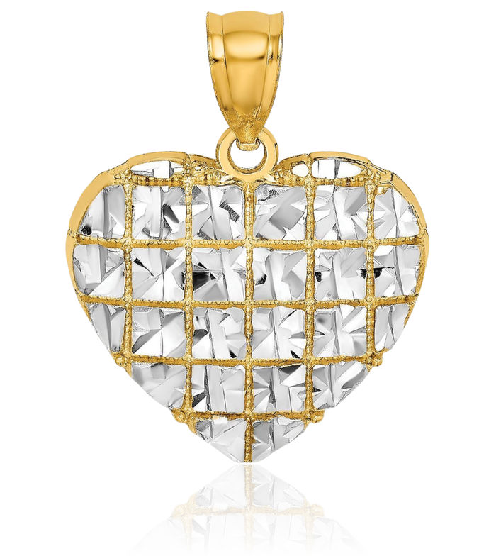 10K Solid Yellow Gold Heart Necklace Love Pendant Charm