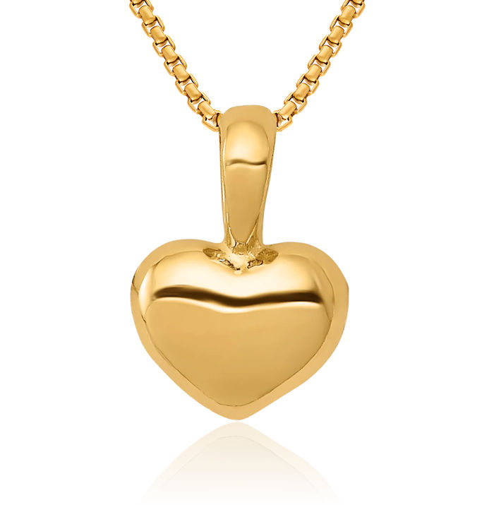 10K Solid Yellow Gold Heart Necklace Love Pendant Charm