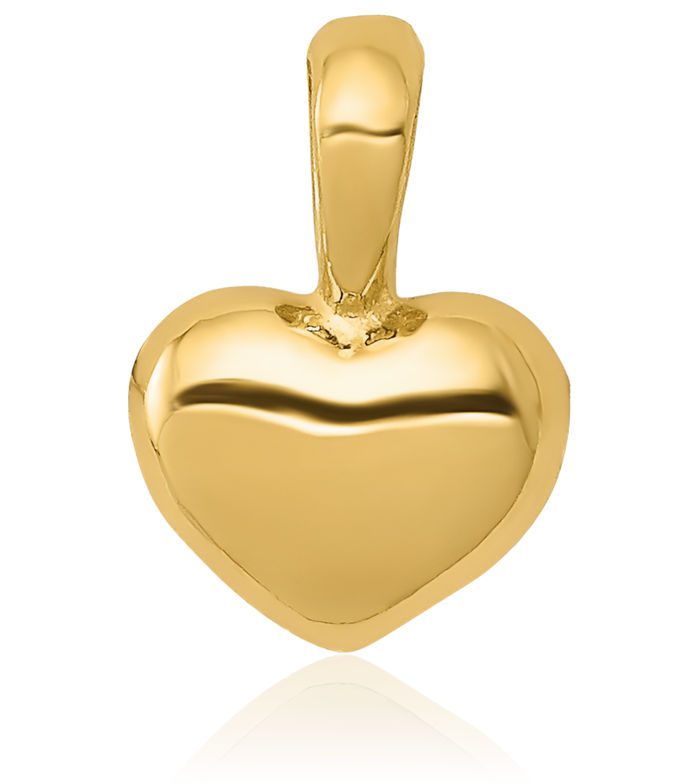 10K Solid Yellow Gold Heart Necklace Love Pendant Charm