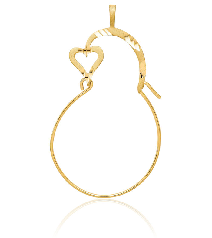 10K Solid Yellow Gold Heart Necklace Love Pendant Charm Holder