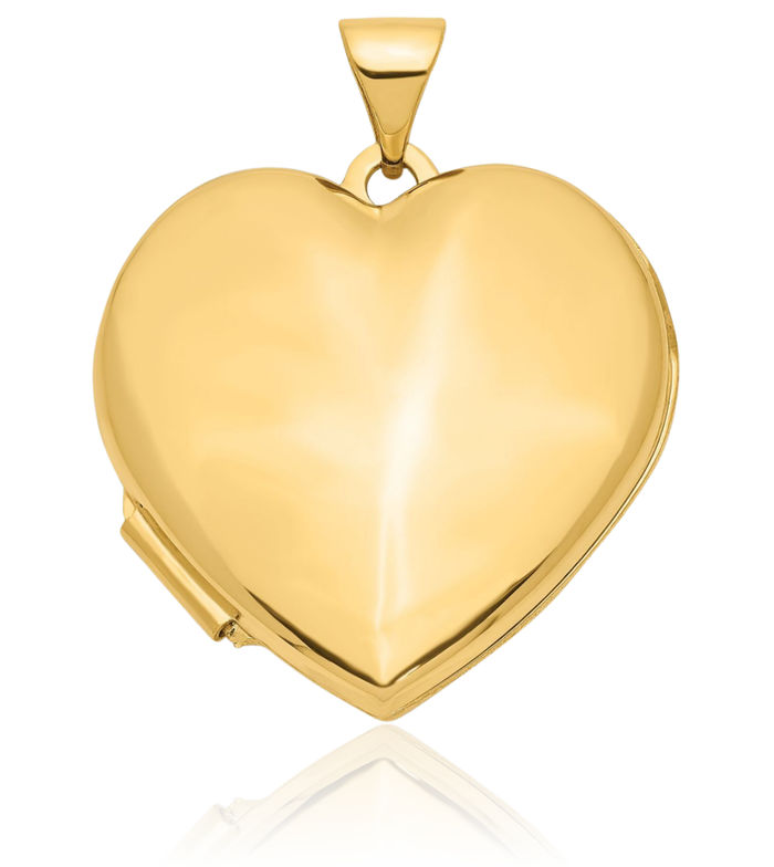 10K Solid Yellow Gold Heart Personalized Photo Locket Necklace Picture Pendant Charm