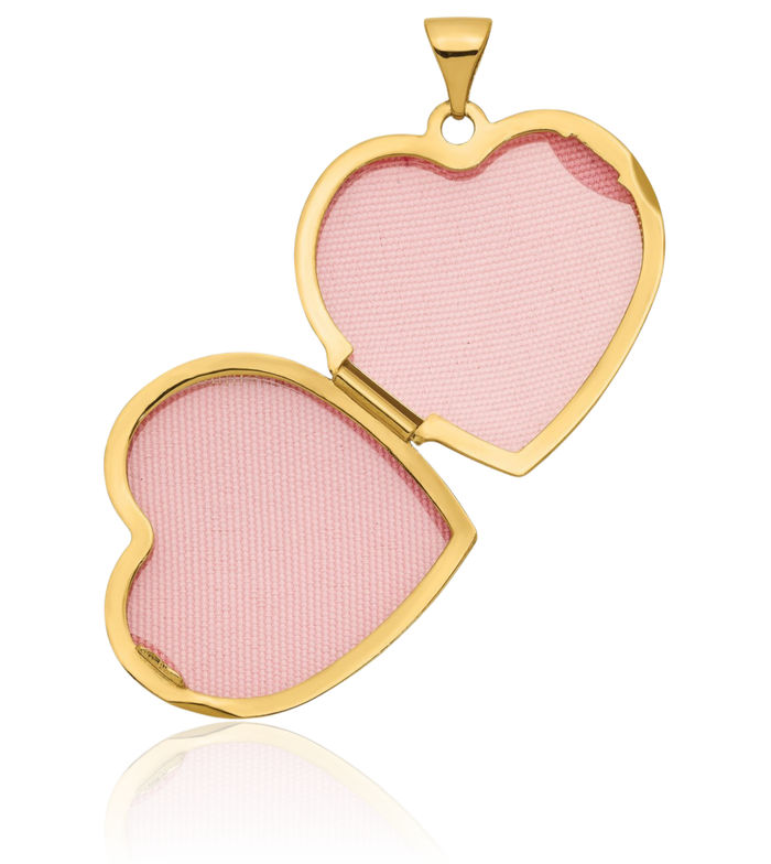 10K Solid Yellow Gold Heart Personalized Photo Locket Necklace Picture Pendant Charm