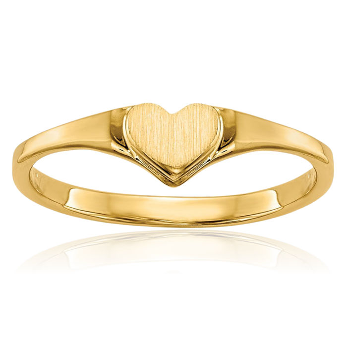 10K Solid Yellow Gold Heart Ring Love Band