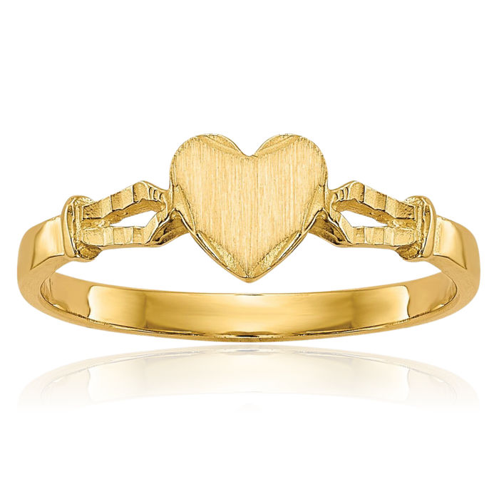 10K Solid Yellow Gold Heart Ring Love Band