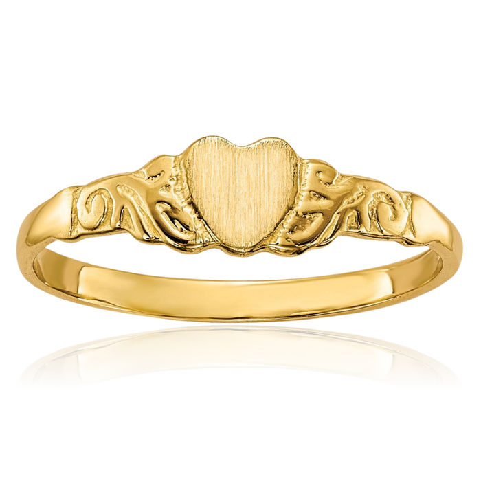 10K Solid Yellow Gold Heart Ring Love Band