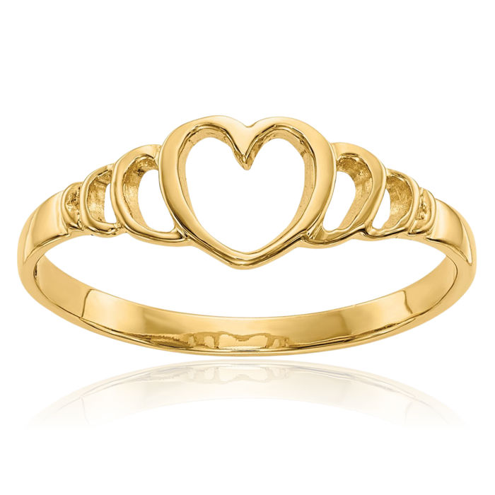 10K Solid Yellow Gold Heart Ring Love Band