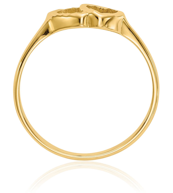 10K Solid Yellow Gold Heart Ring Love Band