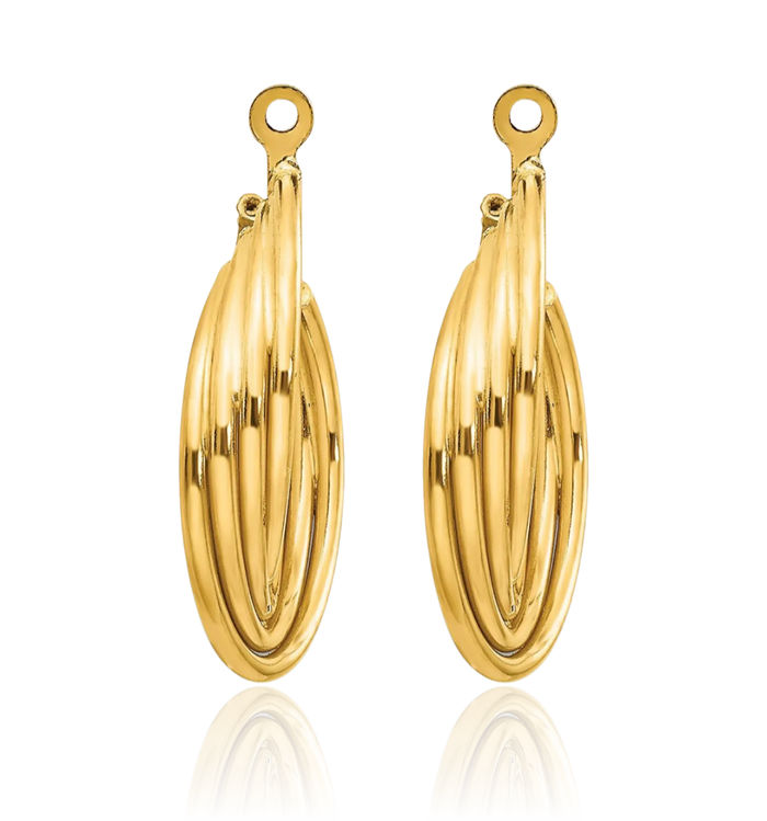 10K Solid Yellow Gold Hoop Earring Jackets for Studs