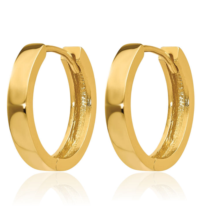 10K Solid Yellow Gold Huggie Mini Hoop Earrings