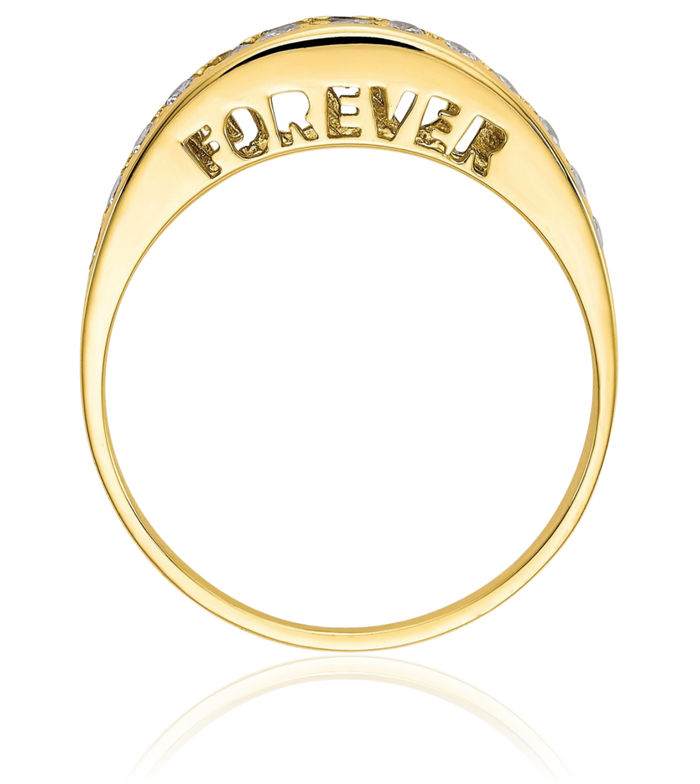 10K Solid Yellow Gold I Love You Forever Cubic Zirconia CZ Wedding Band Ring