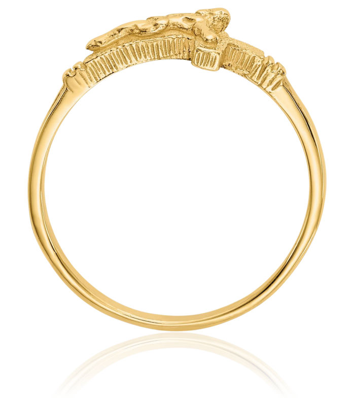 10K Solid Yellow Gold Lord Jesus Christ Crucifix Holy Cross Ring Christian Religious Band