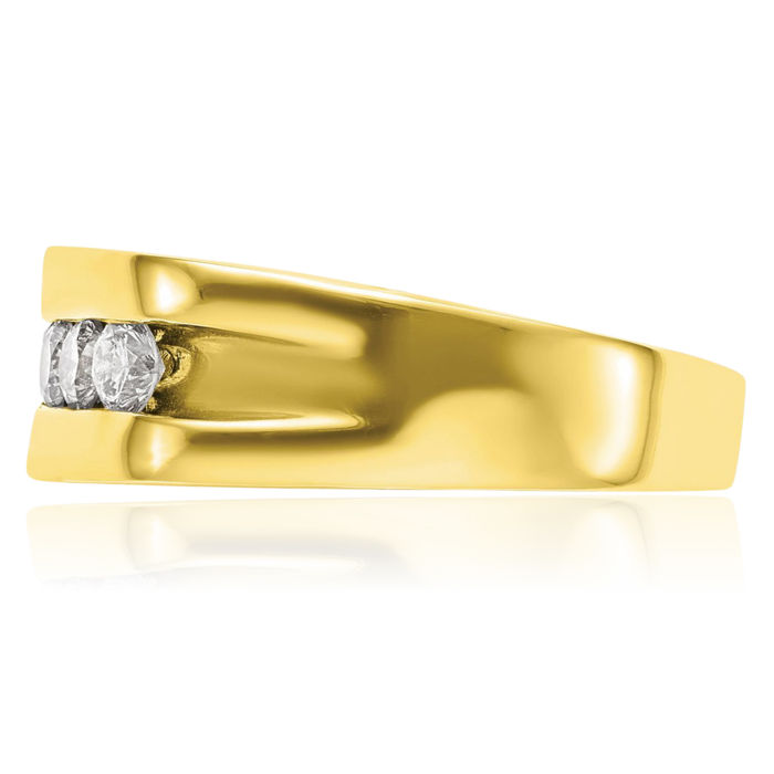 10K Solid Yellow Gold Lab Diamond 5 Stone Mens Channel Wedding Band Ring