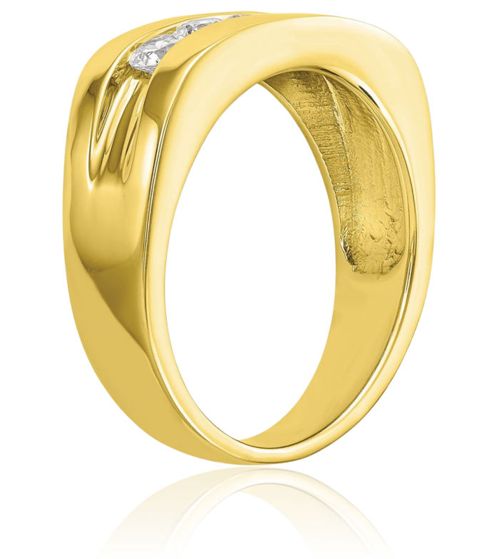 10K Solid Yellow Gold Lab Diamond 5 Stone Mens Channel Wedding Band Ring