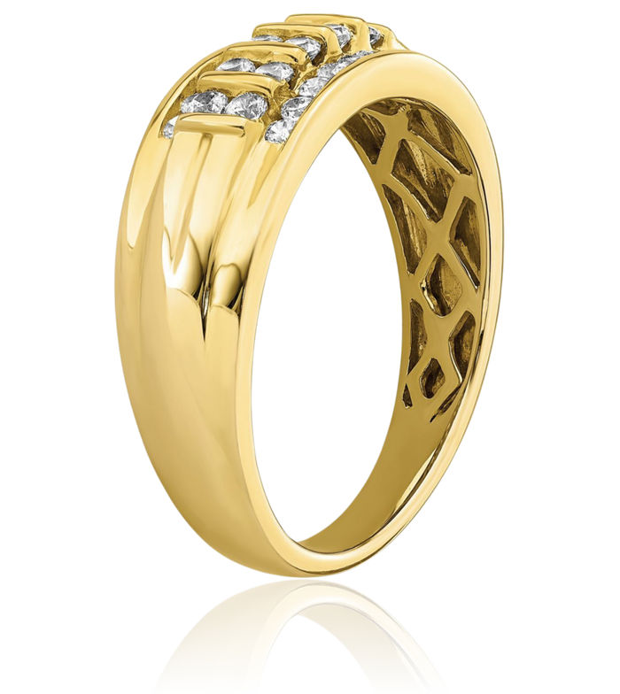 10K Solid Yellow Gold Lab Diamond Mens Wedding Band Ring