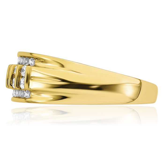 10K Solid Yellow Gold Lab Diamond Mens Wedding Band Ring