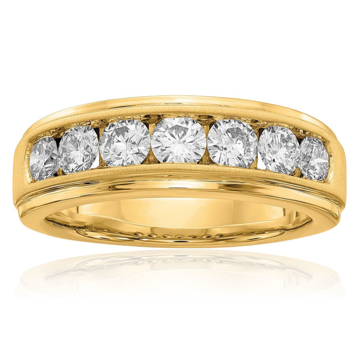 10K Solid Yellow Gold Lab Diamond Mens Wedding Band Ring