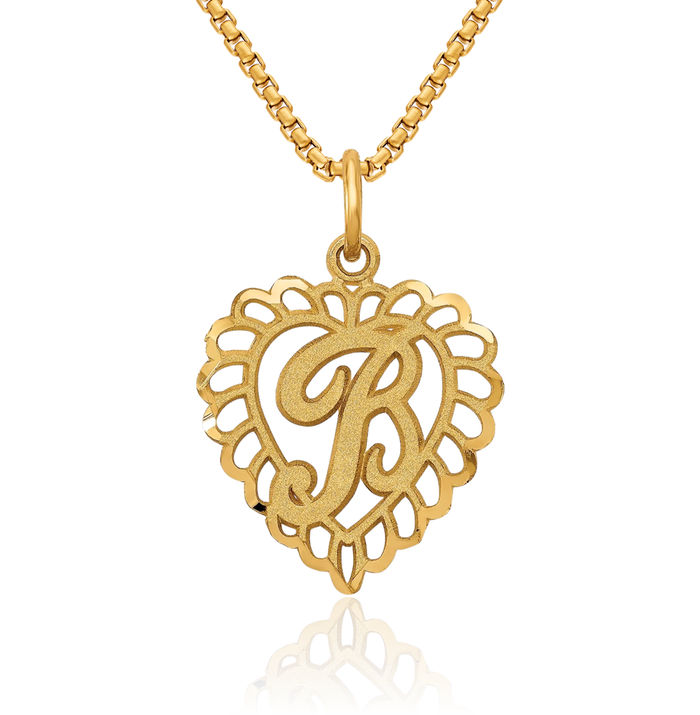 10K Solid Yellow Gold Dainty Letter B Initial Name Monogram Necklace Chain Pendant Charm