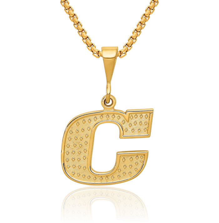 10K Solid Yellow Gold Dainty Letter C Initial Name Monogram Necklace Chain Pendant Charm