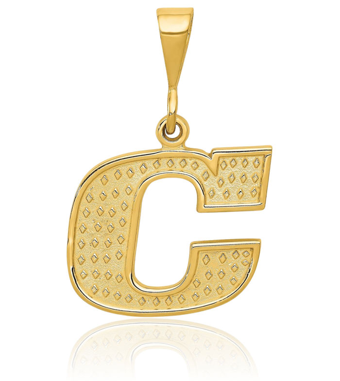 10K Solid Yellow Gold Dainty Letter C Initial Name Monogram Necklace Chain Pendant Charm