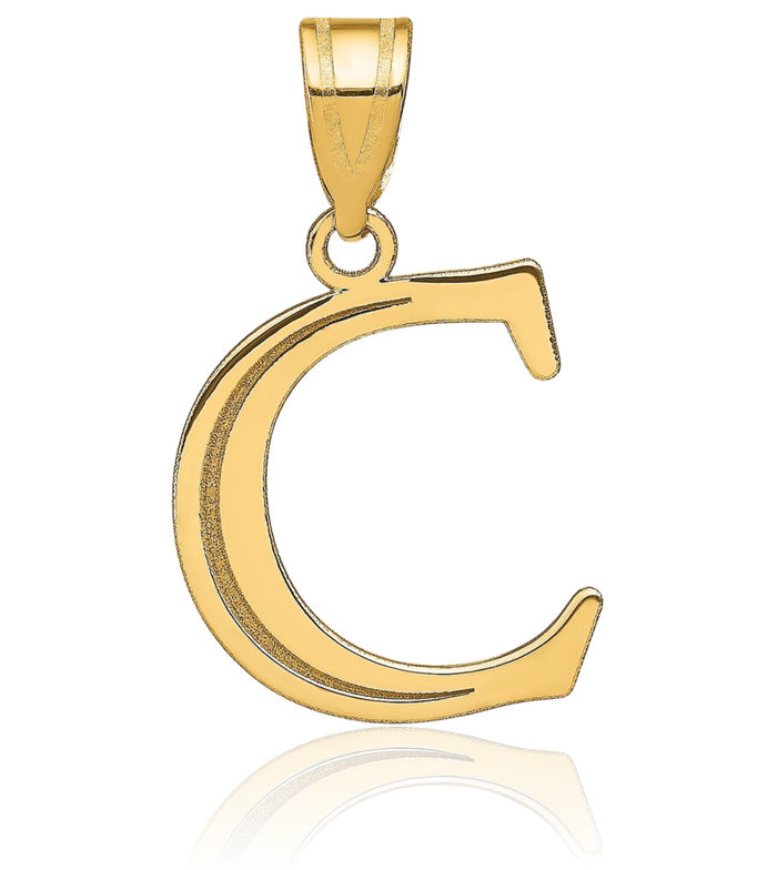 10K Solid Yellow Gold Dainty Letter C Initial Name Monogram Necklace Chain Pendant Charm