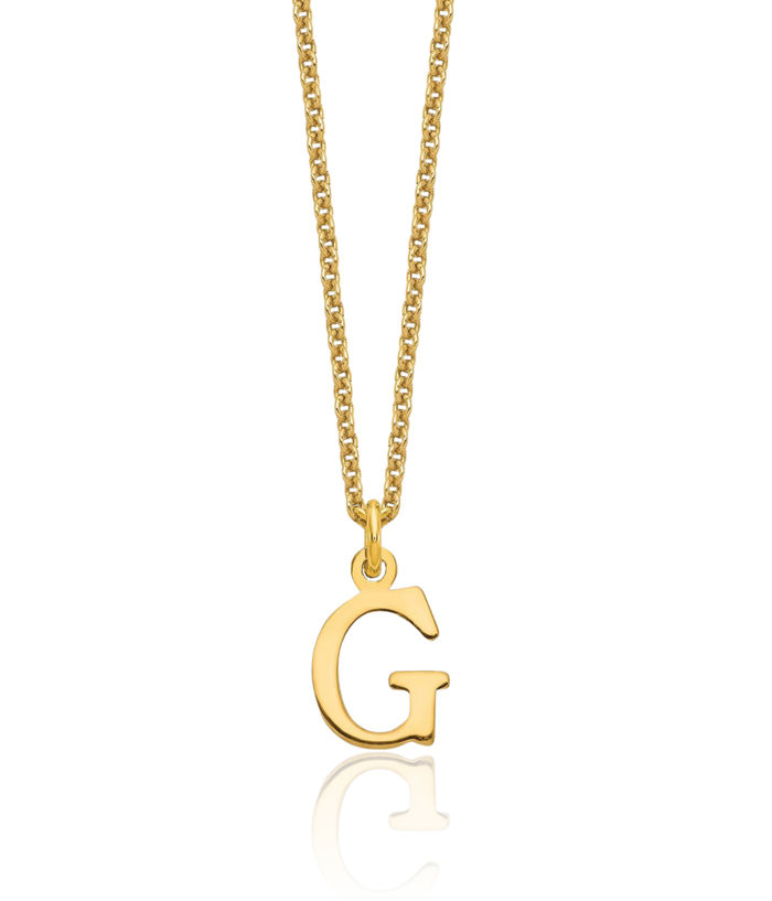 10K Solid Yellow Gold Dainty Letter G Initial Name Monogram Chain Necklace