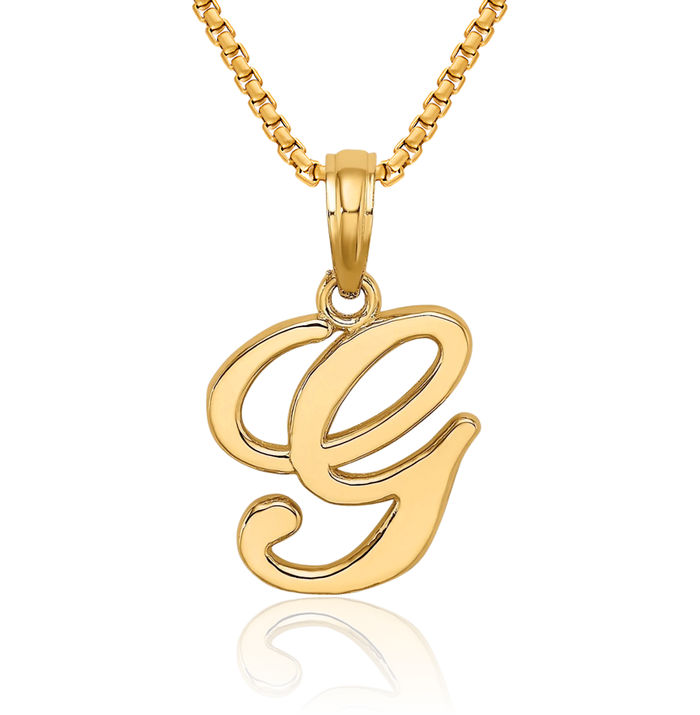 10K Solid Yellow Gold Dainty Letter G Initial Name Monogram Necklace Chain Pendant Charm