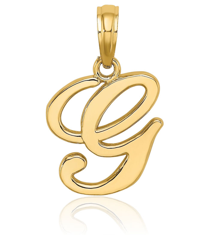 10K Solid Yellow Gold Dainty Letter G Initial Name Monogram Necklace Chain Pendant Charm