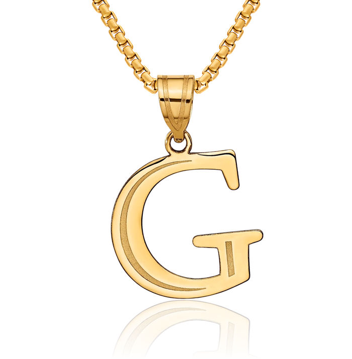 10K Solid Yellow Gold Dainty Letter G Initial Name Monogram Necklace Chain Pendant Charm