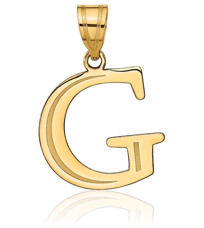 10K Solid Yellow Gold Dainty Letter G Initial Name Monogram Necklace Chain Pendant Charm