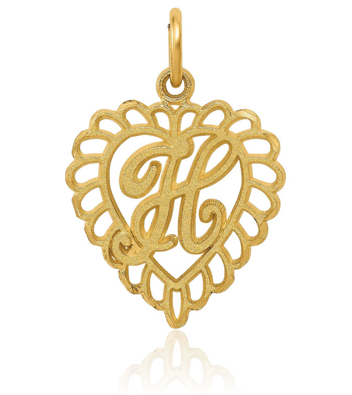 10K Solid Yellow Gold Dainty Letter H Initial Name Monogram Necklace Chain Pendant Charm