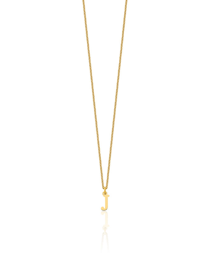 10K Solid Yellow Gold Dainty Letter J Initial Name Monogram Chain Necklace
