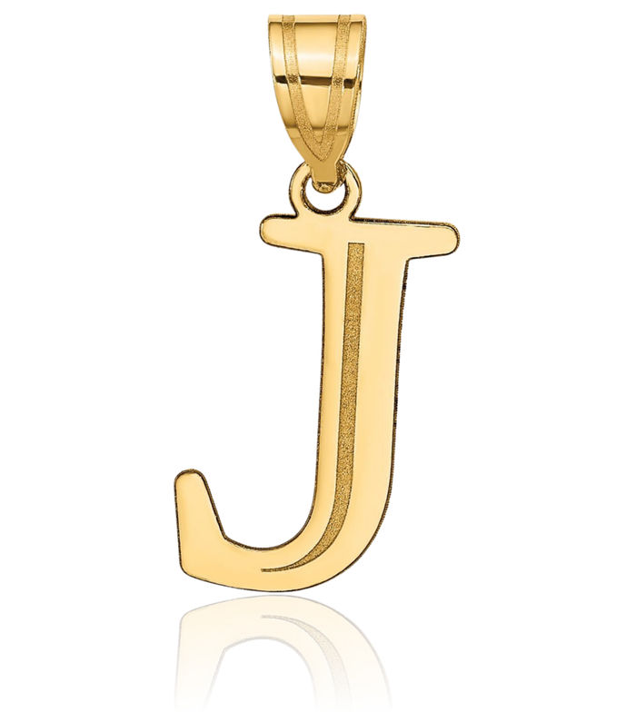 10K Solid Yellow Gold Dainty Letter J Initial Name Monogram Necklace Chain Pendant Charm