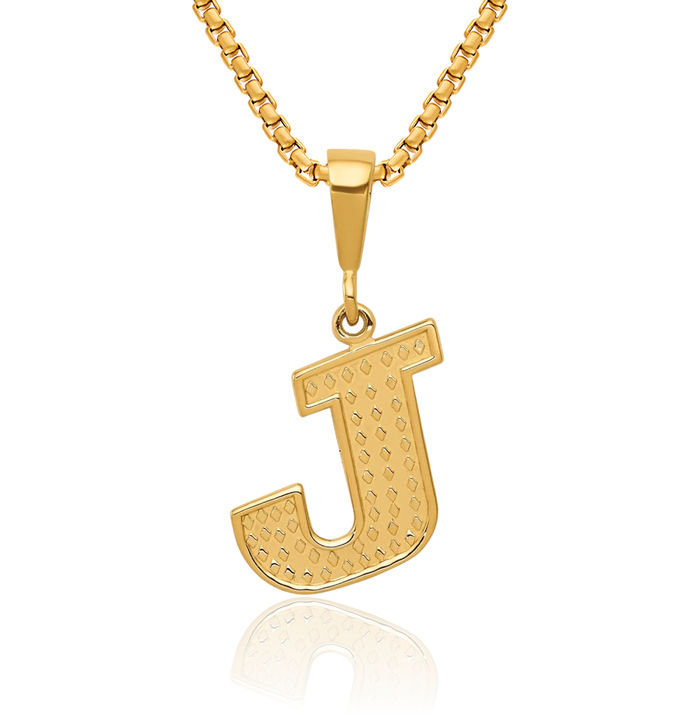 10K Solid Yellow Gold Dainty Letter J Initial Name Monogram Necklace Chain Pendant Charm