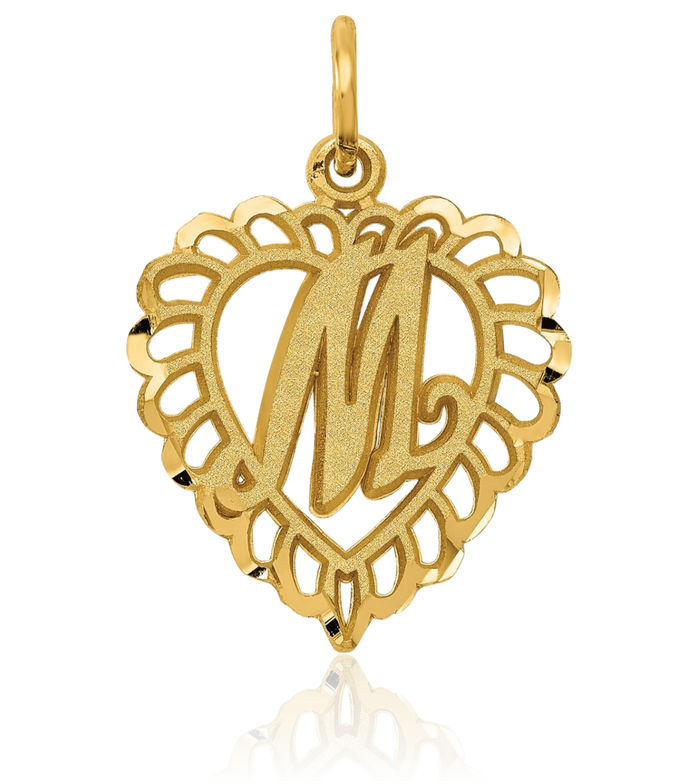 10K Solid Yellow Gold Dainty Letter M Initial Name Monogram Necklace Chain Pendant Charm