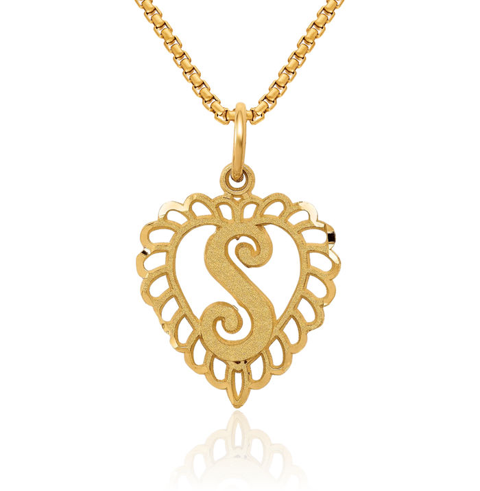 10K Solid Yellow Gold Dainty Letter S Initial Name Monogram Necklace Chain Pendant Charm