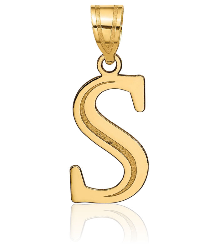 10K Solid Yellow Gold Dainty Letter S Initial Name Monogram Necklace Chain Pendant Charm