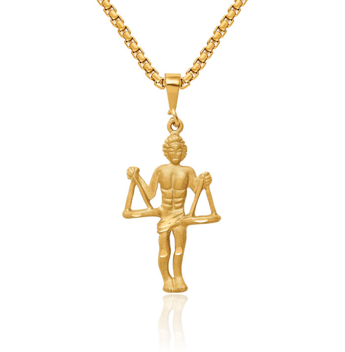 10K Solid Yellow Gold Libra Zodiac Necklace Scale Balance Horoscope Pendant September October Birthday Charm Astrology Jewelry