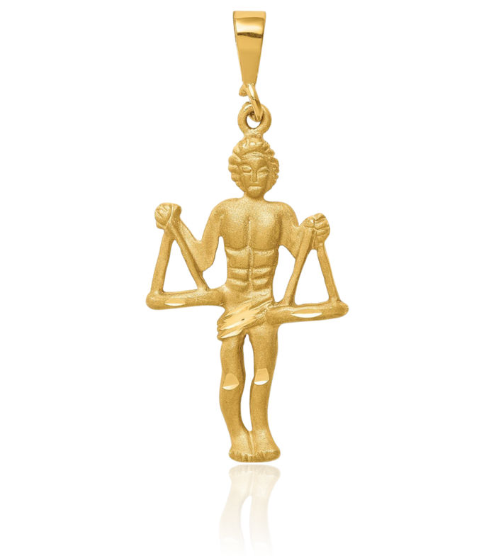 10K Solid Yellow Gold Libra Zodiac Necklace Scale Balance Horoscope Pendant September October Birthday Charm Astrology Jewelry