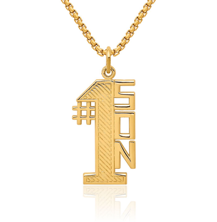 10K Solid Yellow Gold Lined Best Son Necklace Chain Pendant Charm