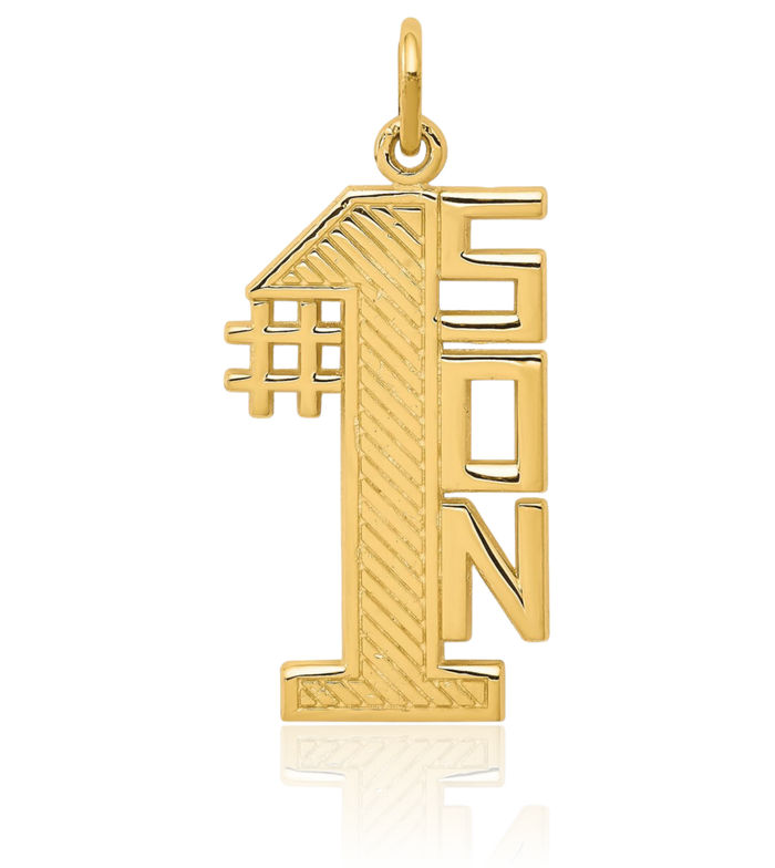 10K Solid Yellow Gold Lined Best Son Necklace Chain Pendant Charm