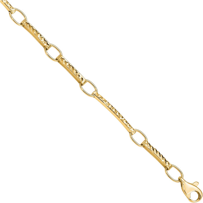 10K Solid Yellow Gold Link Chain Bracelet