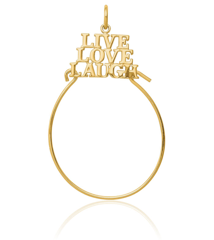 10K Solid Yellow Gold Live Love Laugh Necklace Chain Pendant Charm Holder