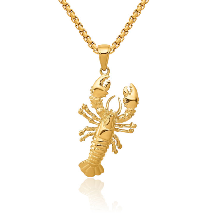 10K Solid Yellow Gold Lobster Necklace Chain Pendant Charm