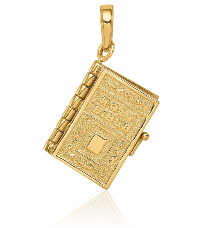 10K Solid Yellow Gold Lords Prayer Bible Necklace Chain Pendant Charm