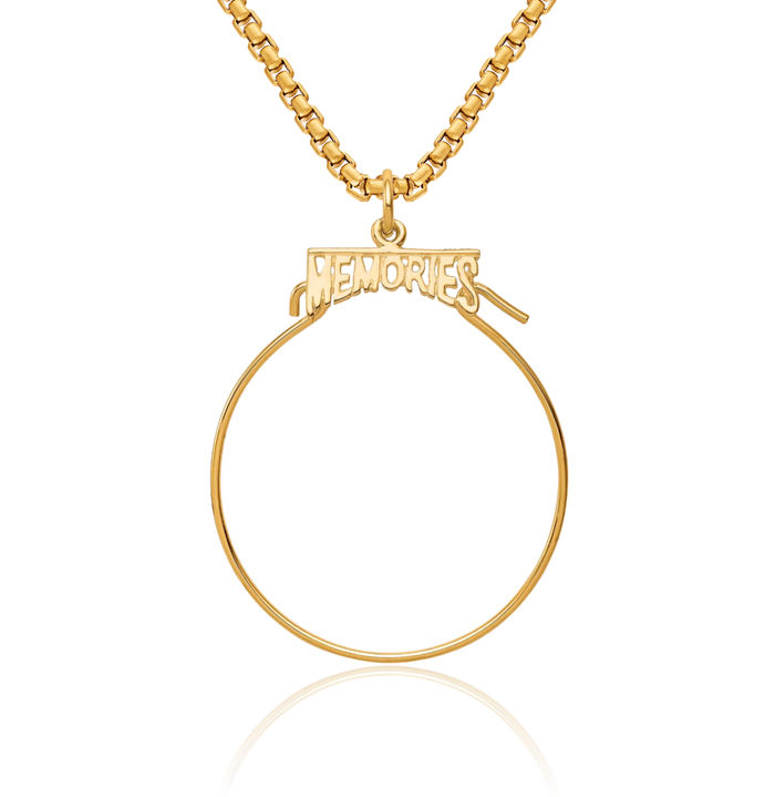 10K Solid Yellow Gold Memories Necklace Chain Pendant Charm Holder