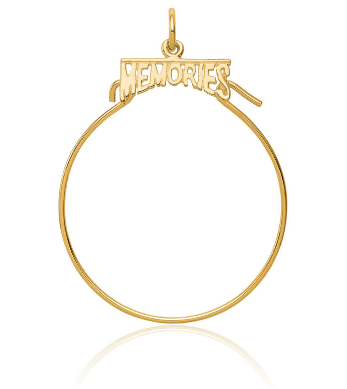 10K Solid Yellow Gold Memories Necklace Chain Pendant Charm Holder