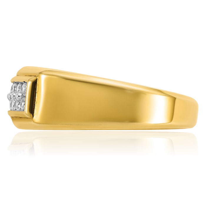 10K Solid Yellow Gold Mens 2 Row Diamond Wedding Band Ring