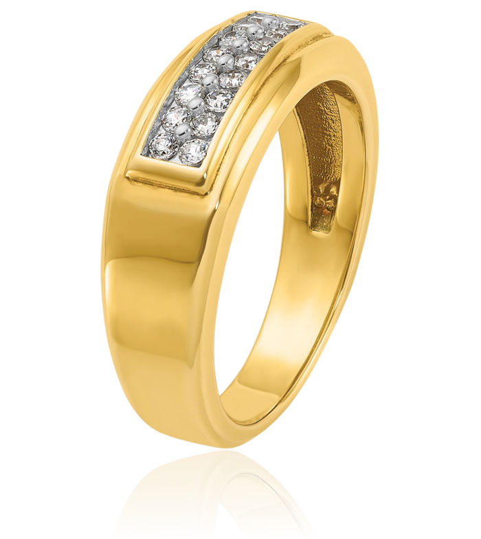 10K Solid Yellow Gold Mens 2 Row Diamond Wedding Band Ring