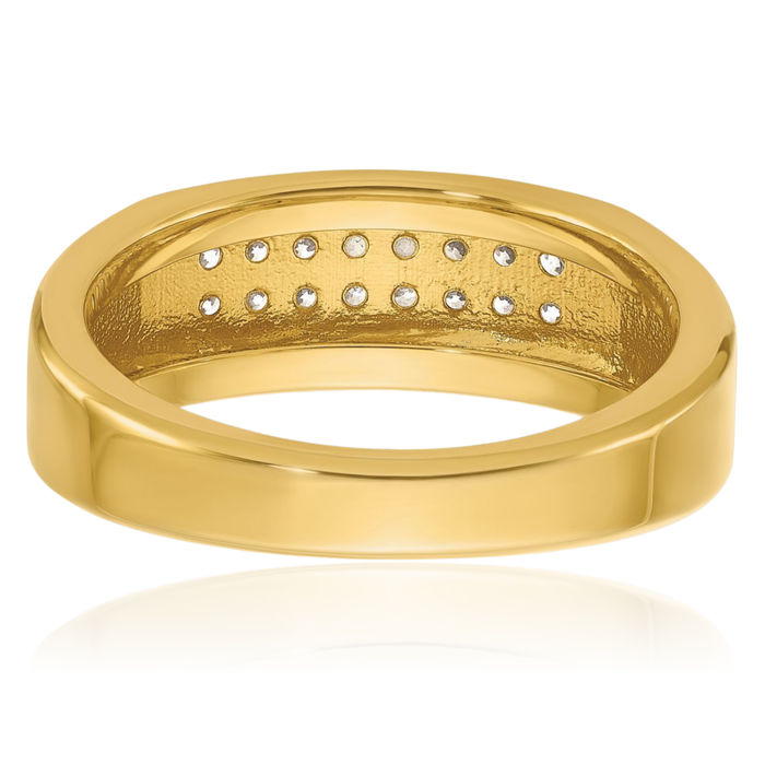 10K Solid Yellow Gold Mens 2 Row Diamond Wedding Band Ring