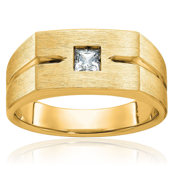 10K Solid Yellow Gold Mens Diamond Wedding Band Statement Ring